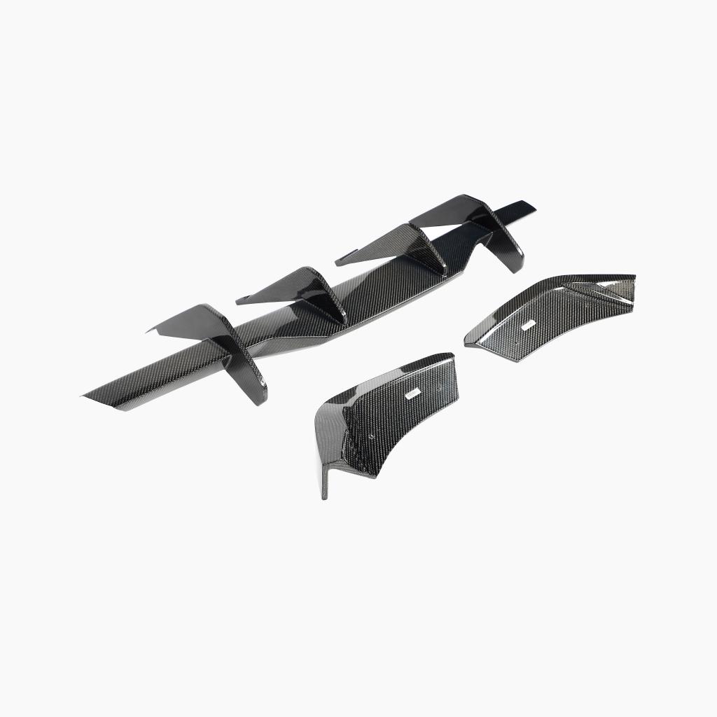 ST Style Carbon Fiber Rear Bumper Diffuser With Splitters for Chevrolet Corvette C8 Stingray Coupe Convertible (2020-2023)