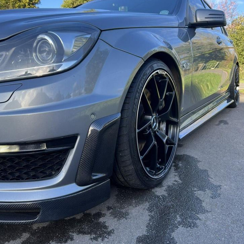 Mercedes-Benz C63 W204 Carbon Fiber Side Trims-installed on car