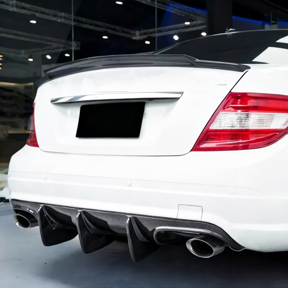 Mercedes-Benz C63 W204 Carbon Fiber Rear Diffuser-installed on car