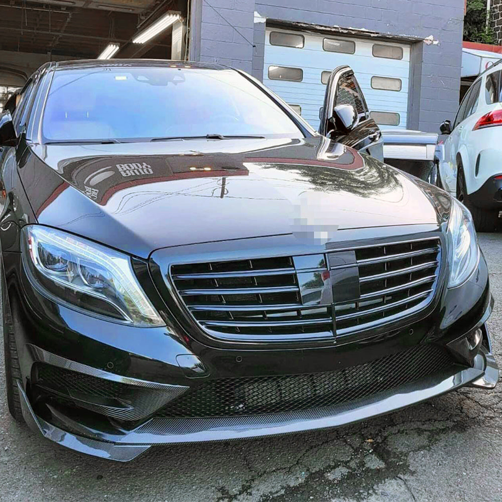 ST Style Carbon Fiber Front Lip For Mercedes Benz S‑Class W222 Sport Pre‑Facelift (2014–2017)