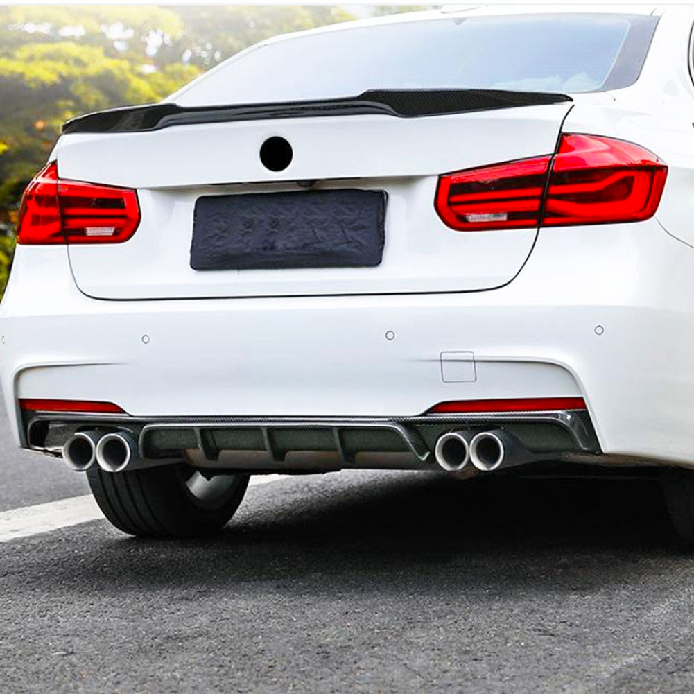 ST Style Carbon Fiber Rear Diffuser for BMW 3 Series F30 M Sport (2012-2019) Quad Muffler Twin Outlet