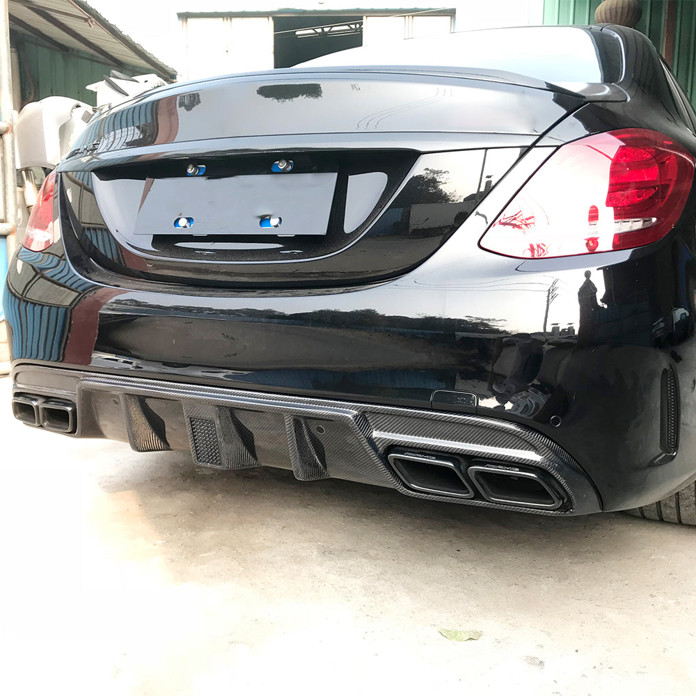Carbon Fiber Rear Bumper Diffuser Lip for Mercedes-Benz C-Class W205 C43 C63 AMG(2014-2018)