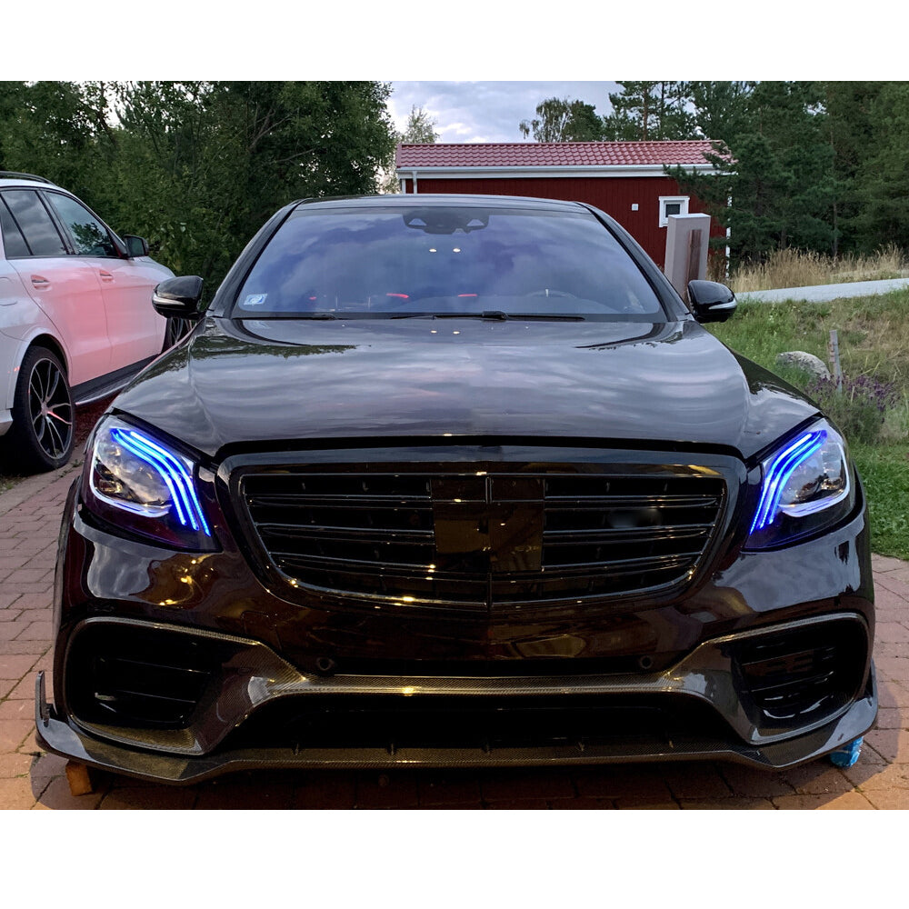 ST Style Carbon Fiber Front Lip For Mercedes-Benz S‑Class W222 Facelift (2018–2020)