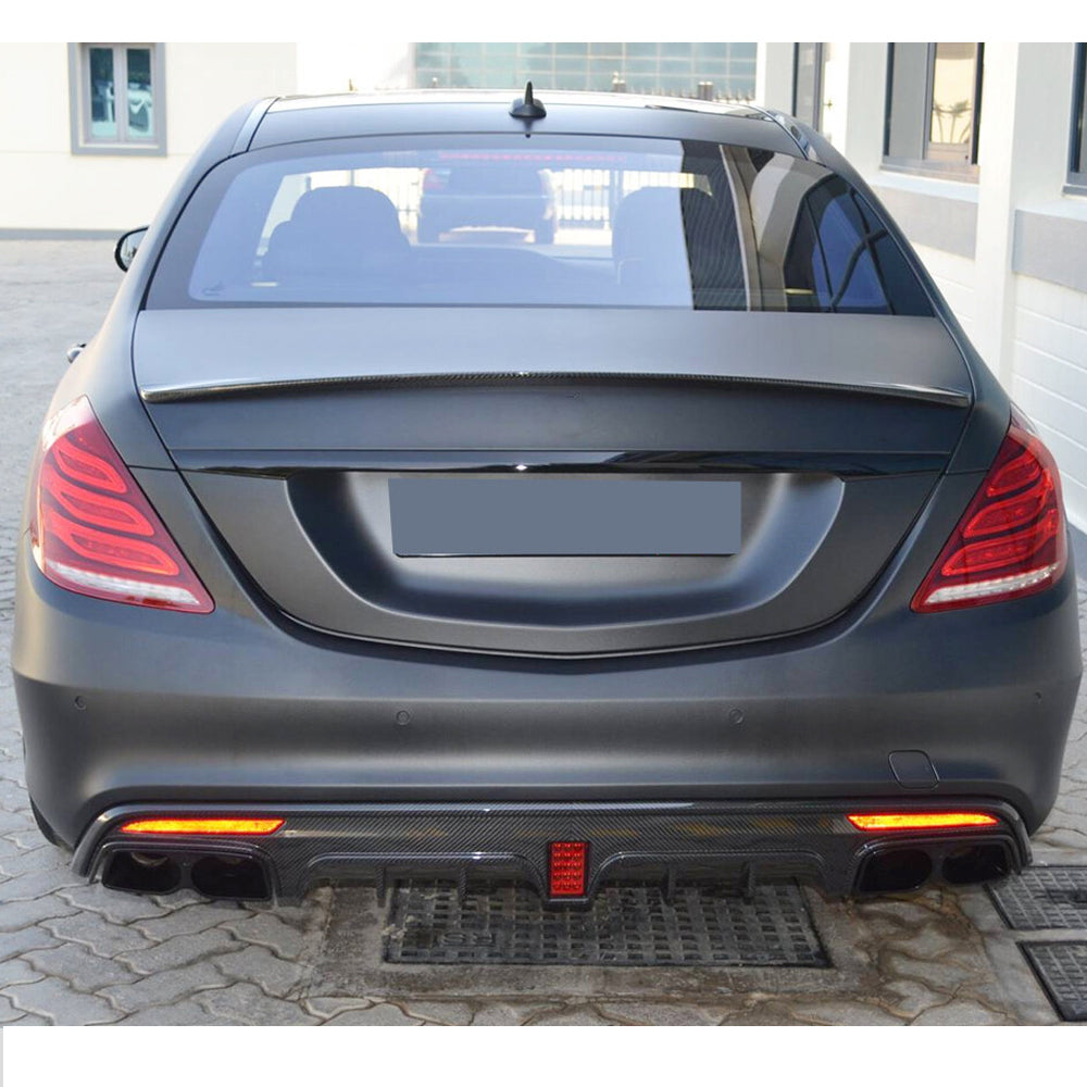 B Style Carbon Fiber Rear Diffuser For Mercedes Benz S‑Class W222 Pre‑Facelift (2014–2017)