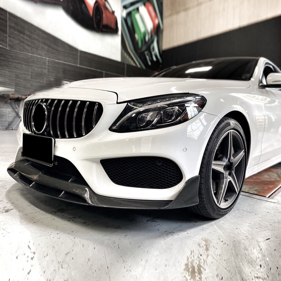 Mercedes Benz W205 C63 AMG Sedan front lip carbon fiber installed