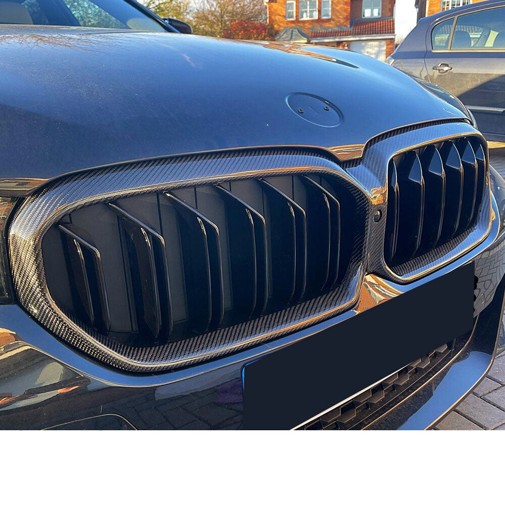 ST Style Carbon Fiber Dual Slat Front Grille for BMW 5 Series G30 G31, F90 M5 LCI (2020–2023)