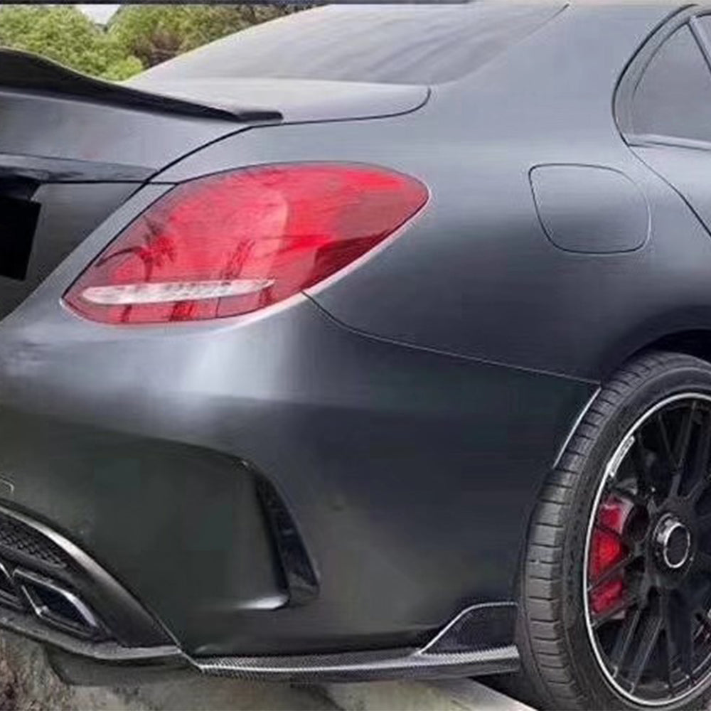 Carbon Fiber Rear Bumper Lip Splitters Aprons Flaps for Mercedes Benz C class W205 C63 AMG sedan (2014-2018)