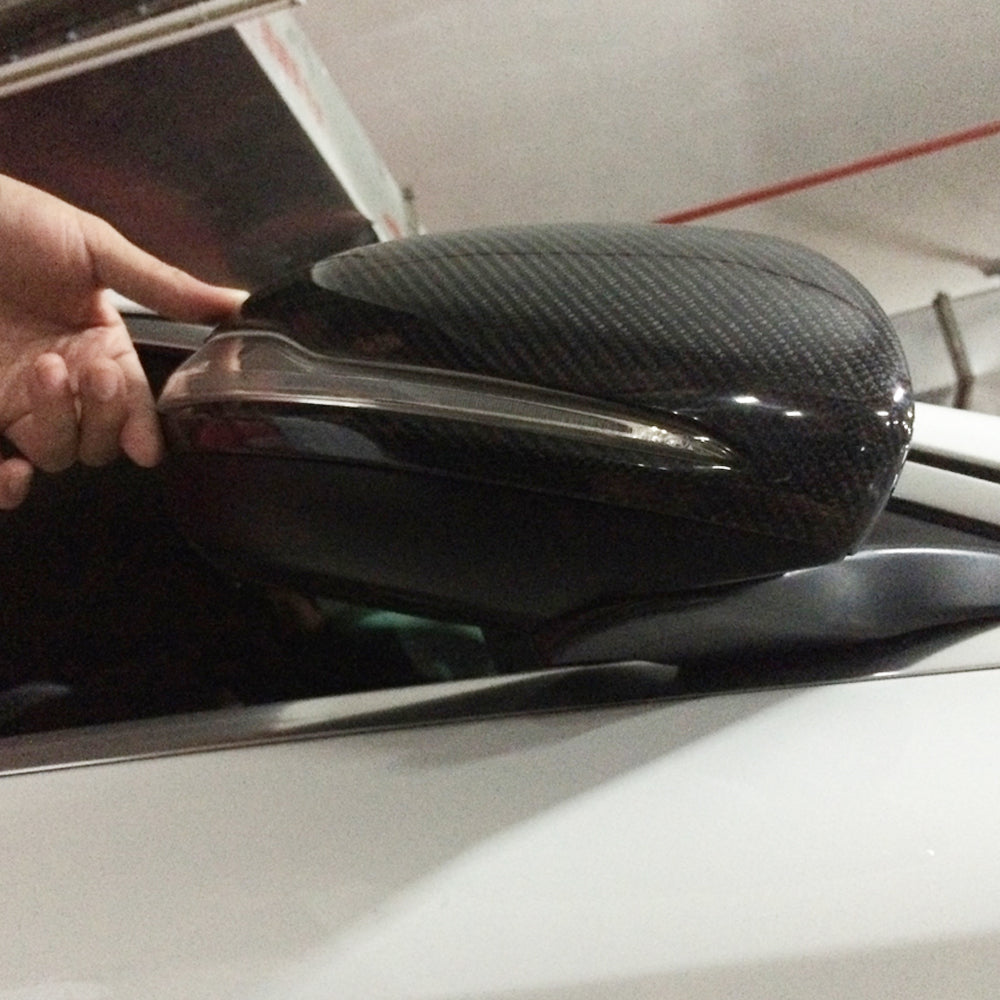 Carbon Fiber ADD ON Mirror Caps For Mercedes Benz S‑Class W222 Pre‑Facelift, C‑Class W205 Pre‑Facelift (2014–2018)