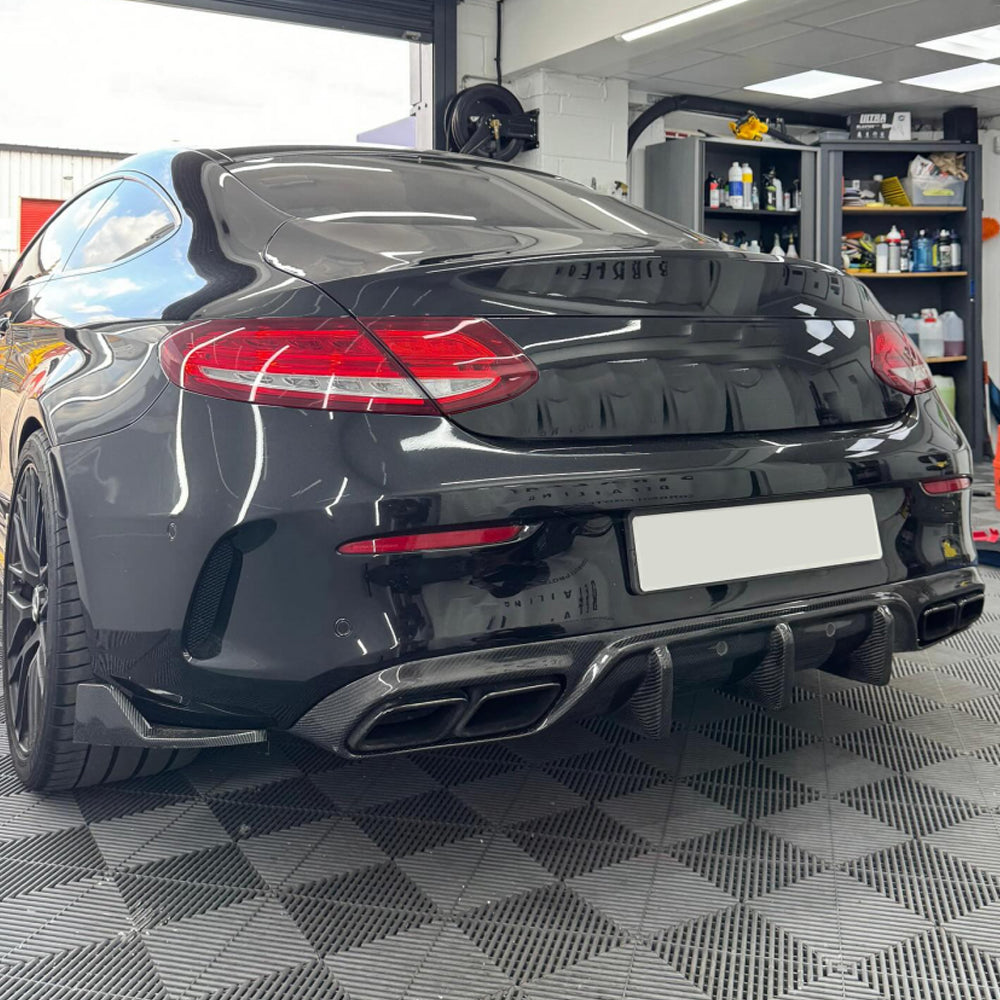 Mercedes-Benz C‑Class W205 Pre‑Facelift Coupé Rear Diffuser carbon fiber installed