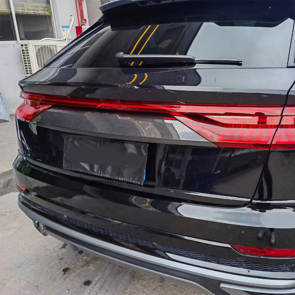 Carbon Fiber Rear door trunk lid cover trim for Audi Q8 Pre-LCI(2019-2023)