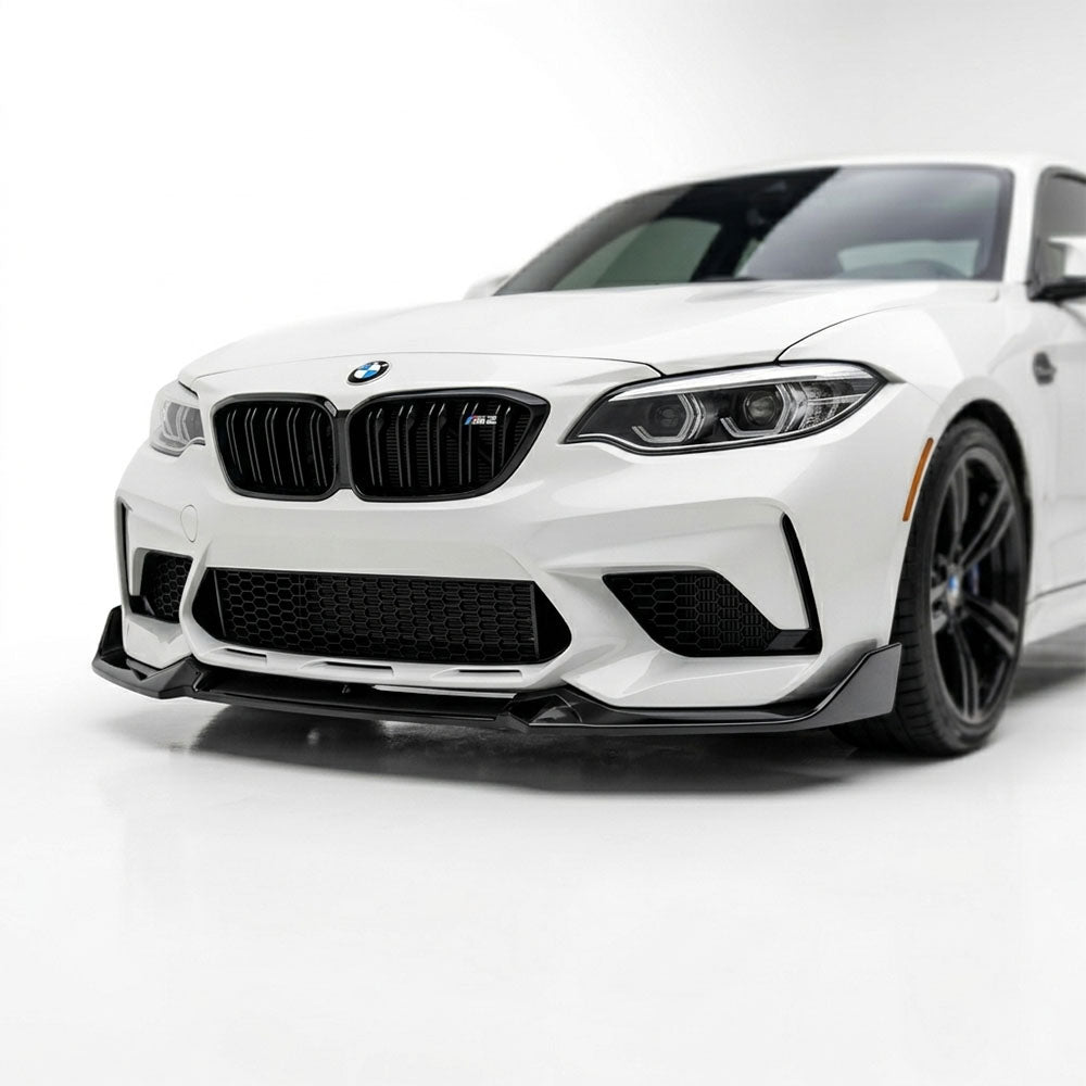 Gloss Black 3-Piece Front Lip for BMW M2 F87 (2016-2021)