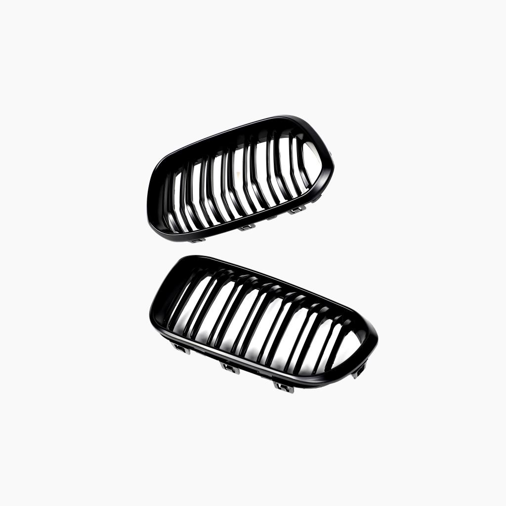 Dual Slat Gloss Black Kidney Grill for BMW 1 Series F20/F21 Pre-LCI (2011-2015)