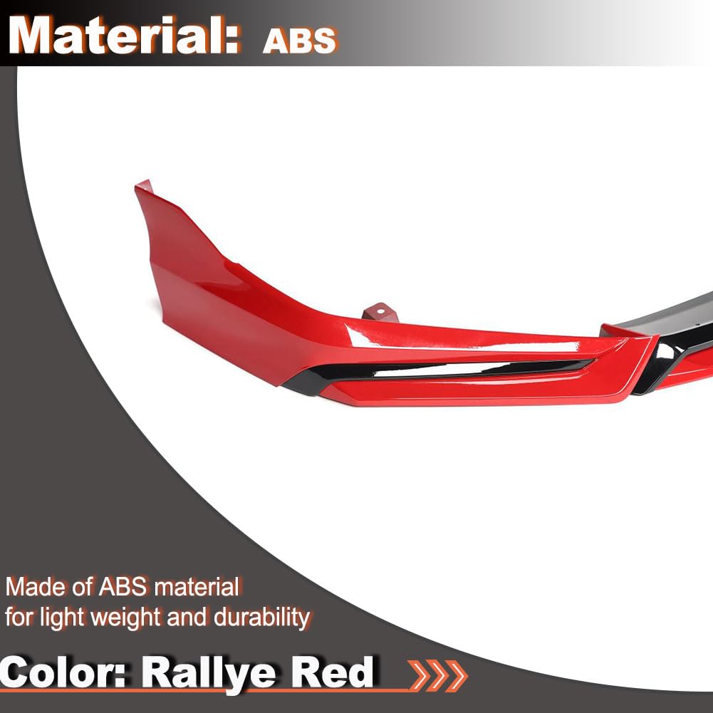 ABS Front Lip Spoiler for Honda Civic Sedan &Hatchback 2022-2024 Rallye Red | Lower Chin Bumper Spoiler Splitter Protection A
