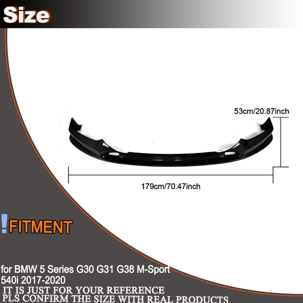 Gloss Black Front Bumper Lip for BMW G30 5 Series G31 G38 M Sport Sedan/Wagon 2017-2020 530i 540i M550i Fiberglass Auto Front