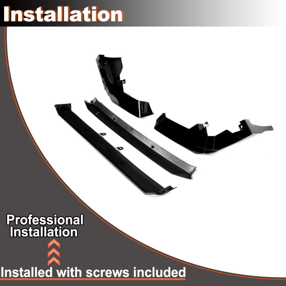 Gloss Black Front Lip Spoiler Compatible with Honda Civic Sedan 2022-2024 PP Car Front Bumper Lower Spoiler Lip Splitter Body