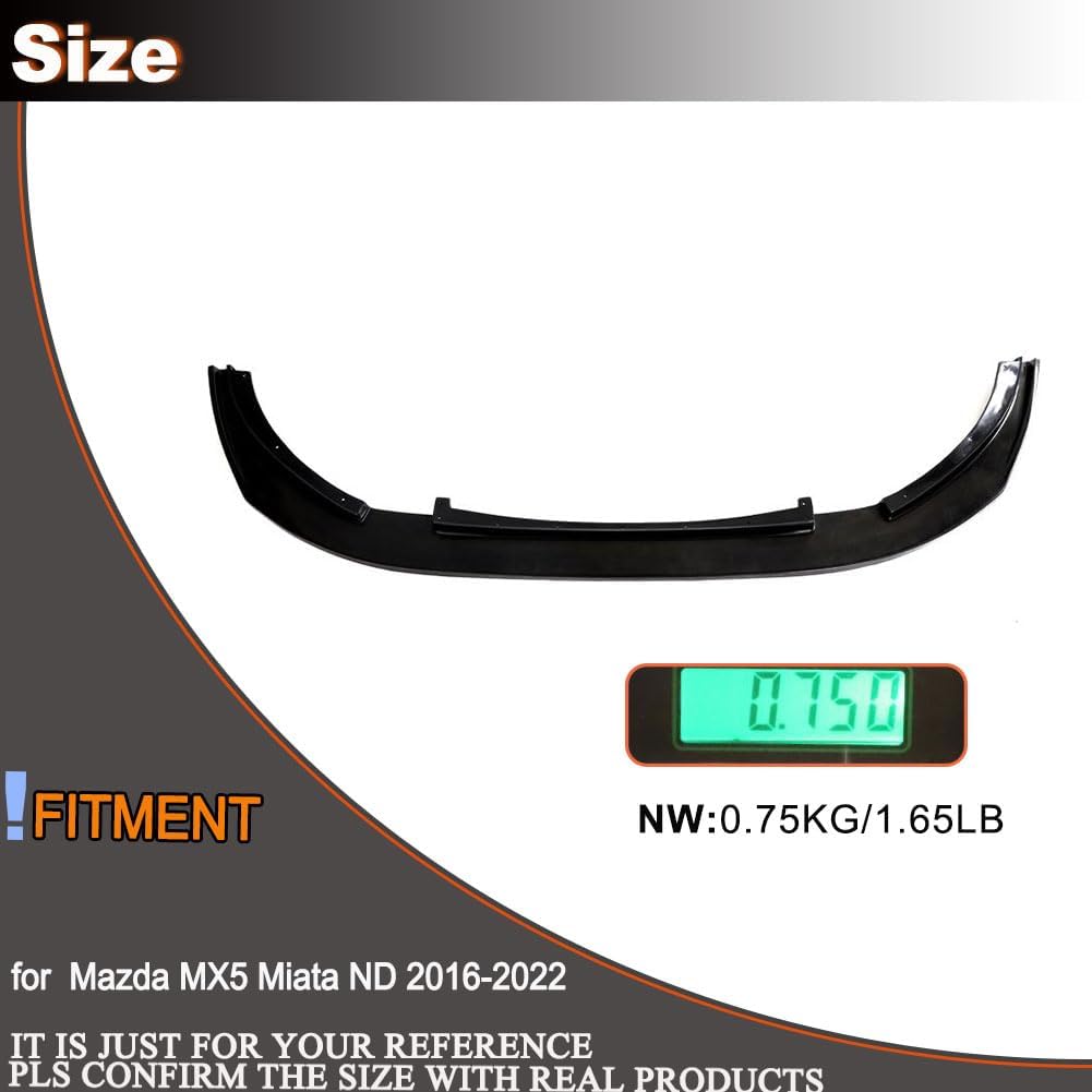 MX5 Front Bumper Lip Fits for Mazda MX5 Miata 2016-2022 Front Bumper Lip Chin Spoiler Splitter Protector PU Black Primer Fact