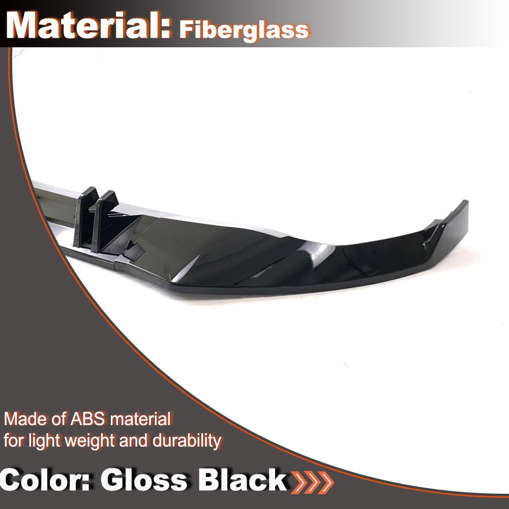 Gloss Black Front Bumper Lip Compatible with Audi Q8 Base Sport Utility 4-Door 2019-2024 ABS Chin Spoiler Splitter Protector