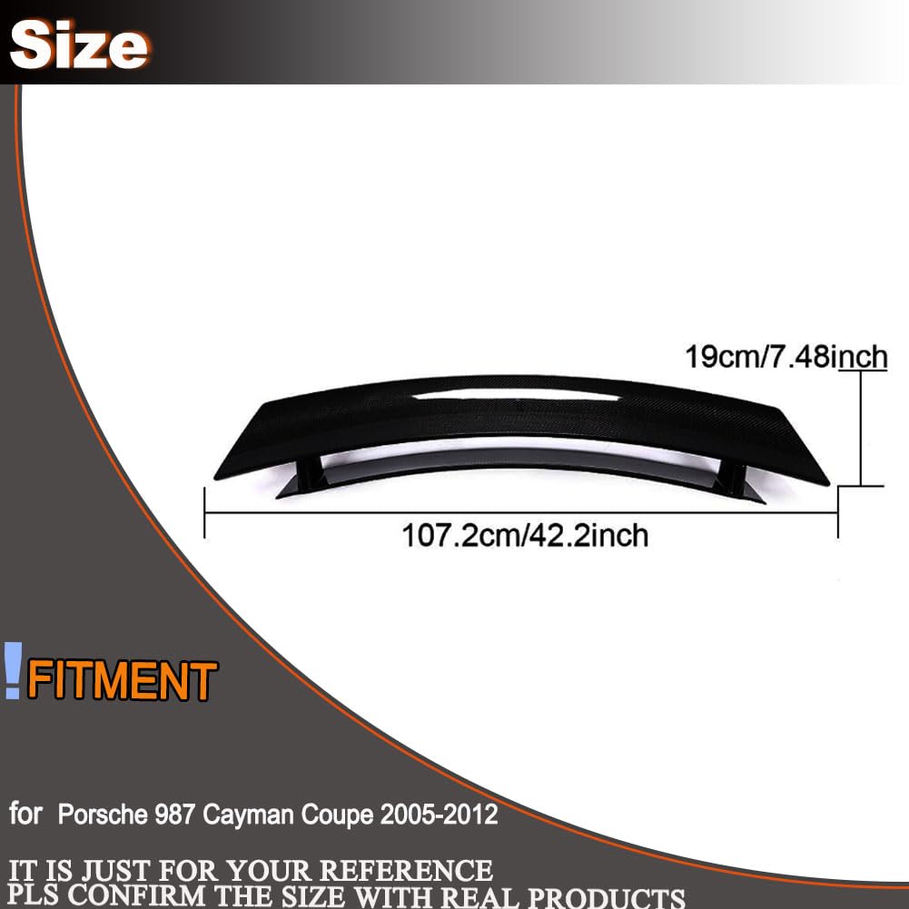 Glossy Black Rear Trunk Spoiler Compatible with Porsche 987 Cayman Base S Coupe 2-Door 2005-2012 FRP Auto Car Rear Boot Lid H