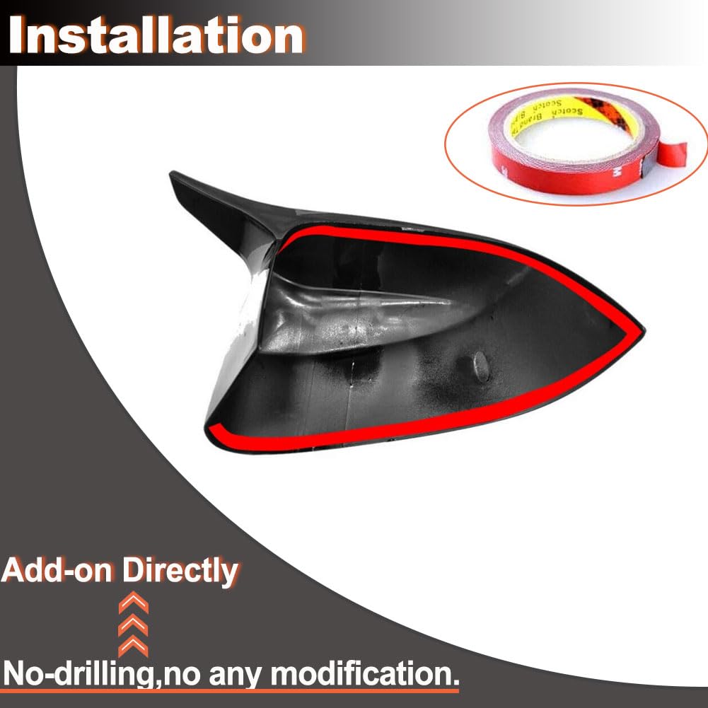 Gloss Black Rear Mirror Caps Fits for Dodge Charger 4-Door 2015-2022 Add-on ABS Side Mirror Cover, Easy Direct Installation S