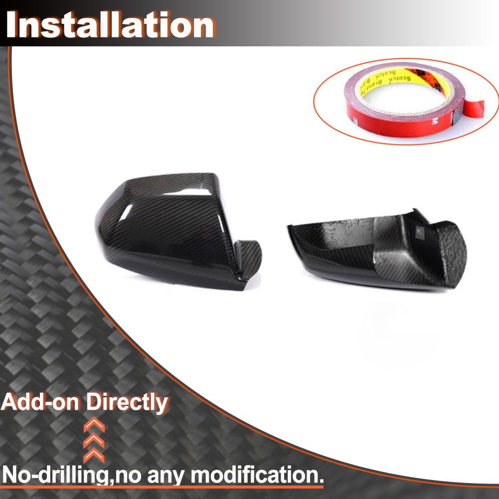 Real Carbon Fiber Mirror Cover Caps Compatible with Cadillac CTS Non-V Coupe 2009-2013 Side Wing Mirror Caps Add on Aftermark