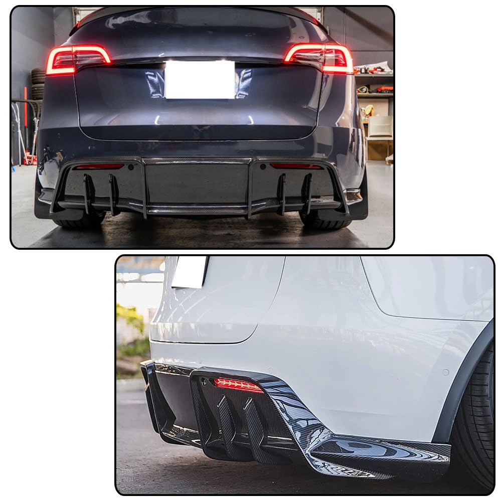 Carbon Fiber Rear Diffuser for Tesla Model Y 2019-2024 Sport Utility 4-Door Auto Rear Lower Bumper Lip Spoiler Body Kit