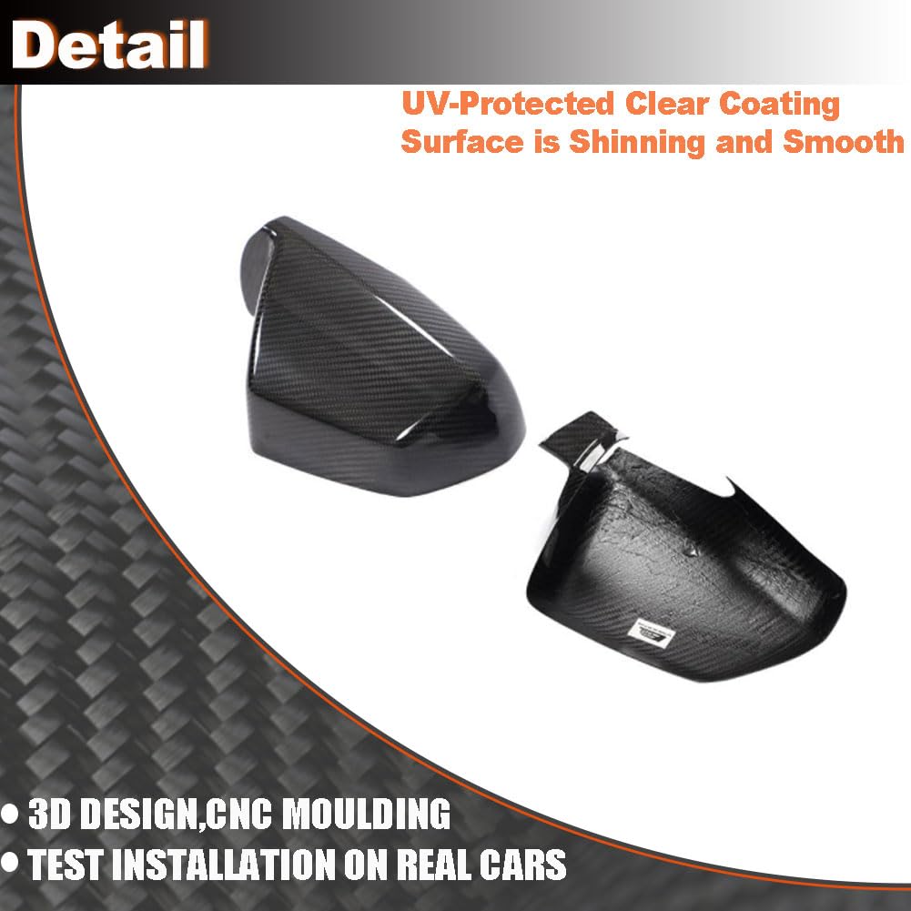 Real Carbon Fiber Mirror Cover Caps Compatible with Cadillac CTS Non-V Coupe 2009-2013 Side Wing Mirror Caps Add on Aftermark