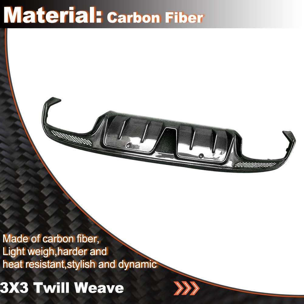 Carbon Fiber Rear Diffuser Compatible with Mercedes Benz C Class W205 C300 C350 C400 C63 AMG Sedan 2015-2021 Under Bumper Chi