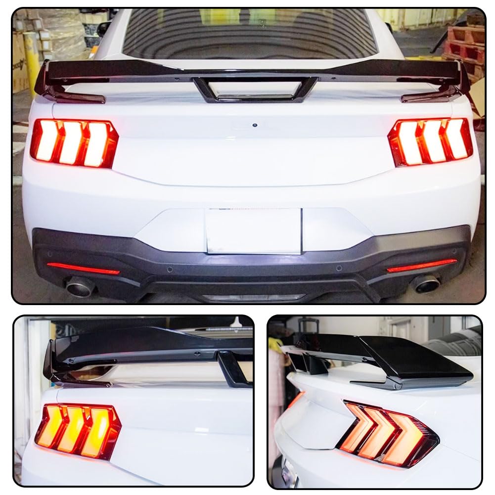 Gloss Black Trunk Spoiler Compatible with Ford Mustang Dark Horse 2024 2025 Rear Boot Lid Highkick Wing Lip Factory Outlet