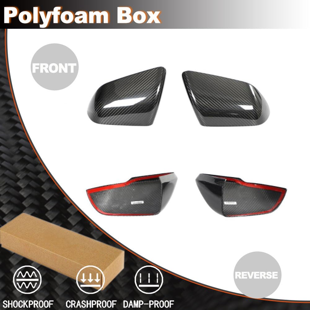 Carbon Fiber Mirror Cover Caps for 2015-2023 Ford Mustang GT Ecoboost | Lightweight & UV-Resistant Clear Coat, Ideal for Shel