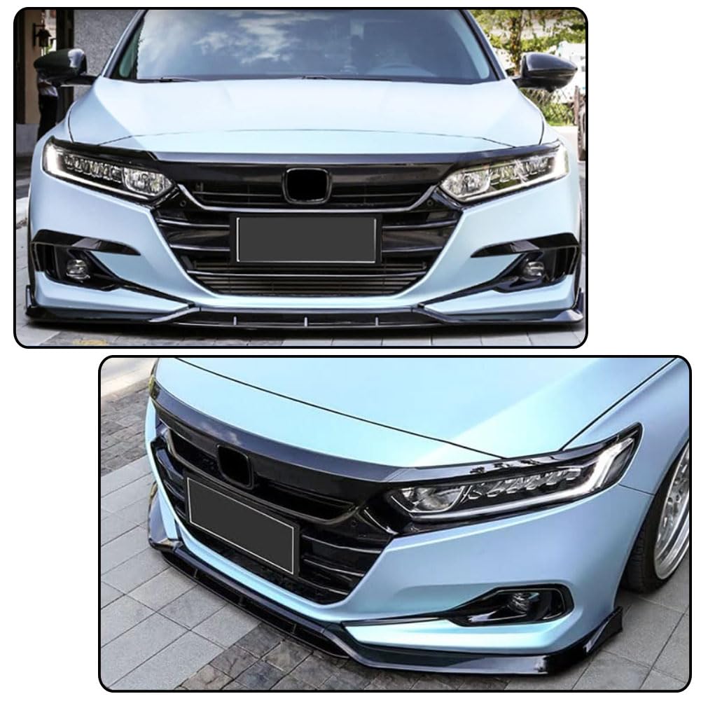 Gloss Black Front Lip Spoiler Compatible with Honda Accord 2021 2022 ABS Front Lip Splitter Air Dam Bumper Protection Spoiler