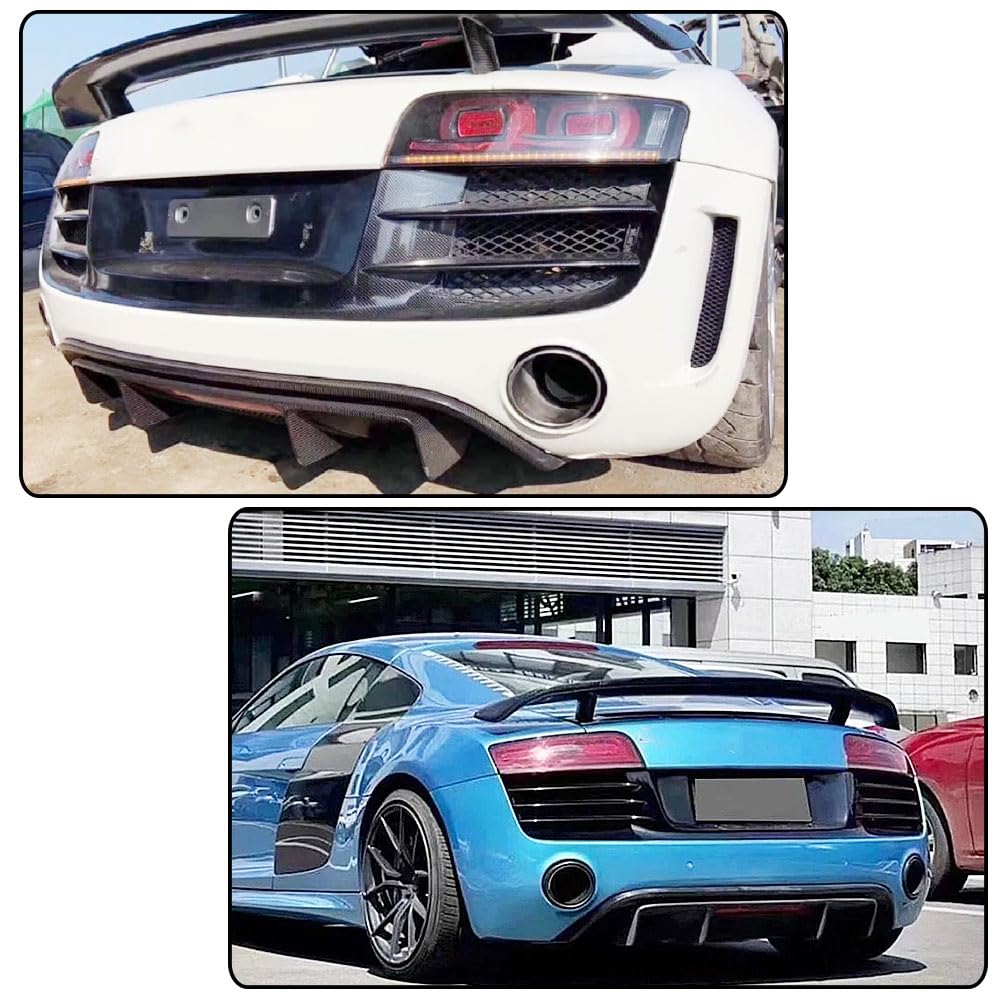 Carbon Fiber Rear Diffuser Compatible with Audi R8 V8 V10 GT Coupe &Convertible 2-Door 2010-2015 Low Bumper Lip Spoiler Light