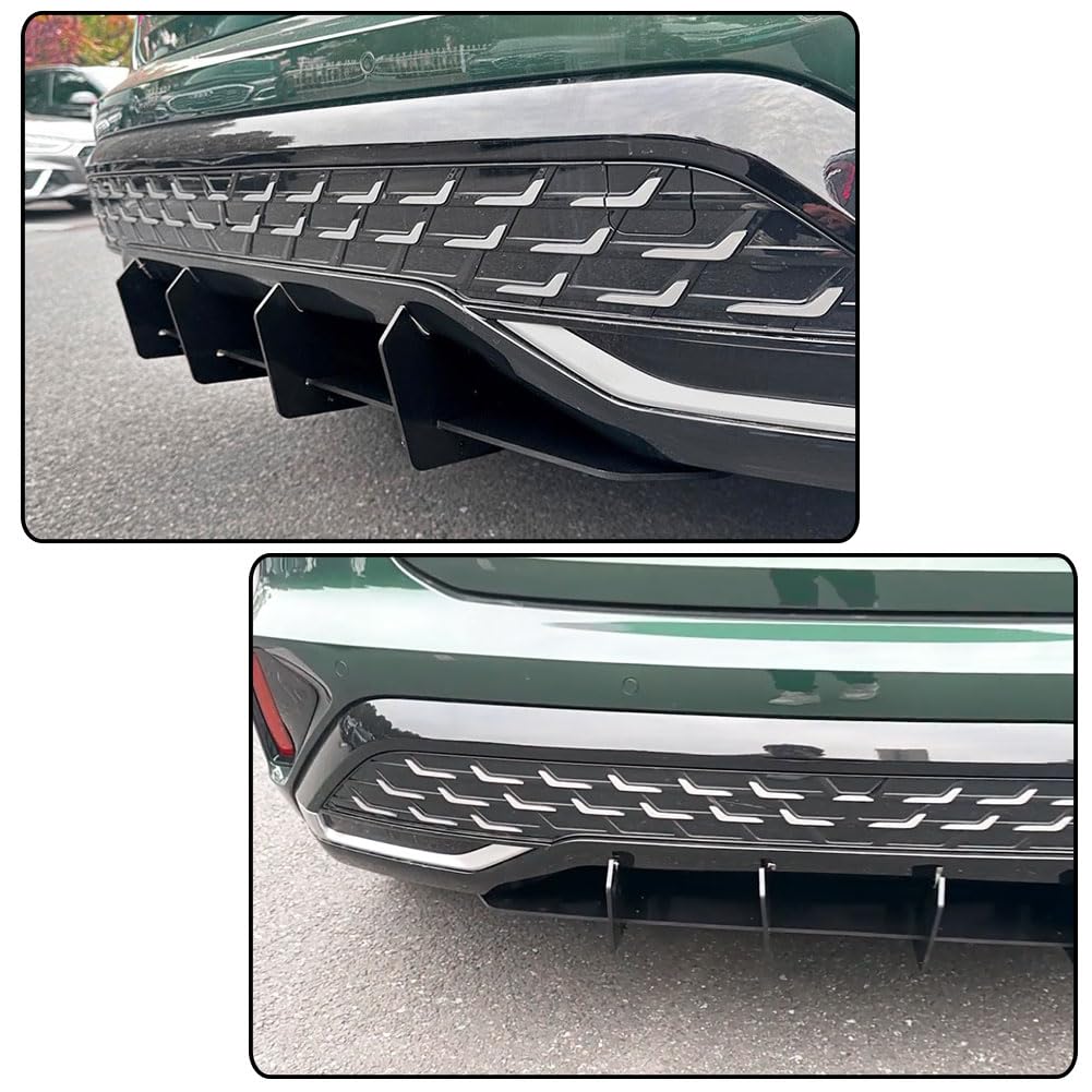 Gloss Black Rear Bumper Diffuser Lip Shark Fin for Audi A3 8Y Sline 2024+ | ABS Lower Bumper Lip Spoiler Body Kit Factory Out