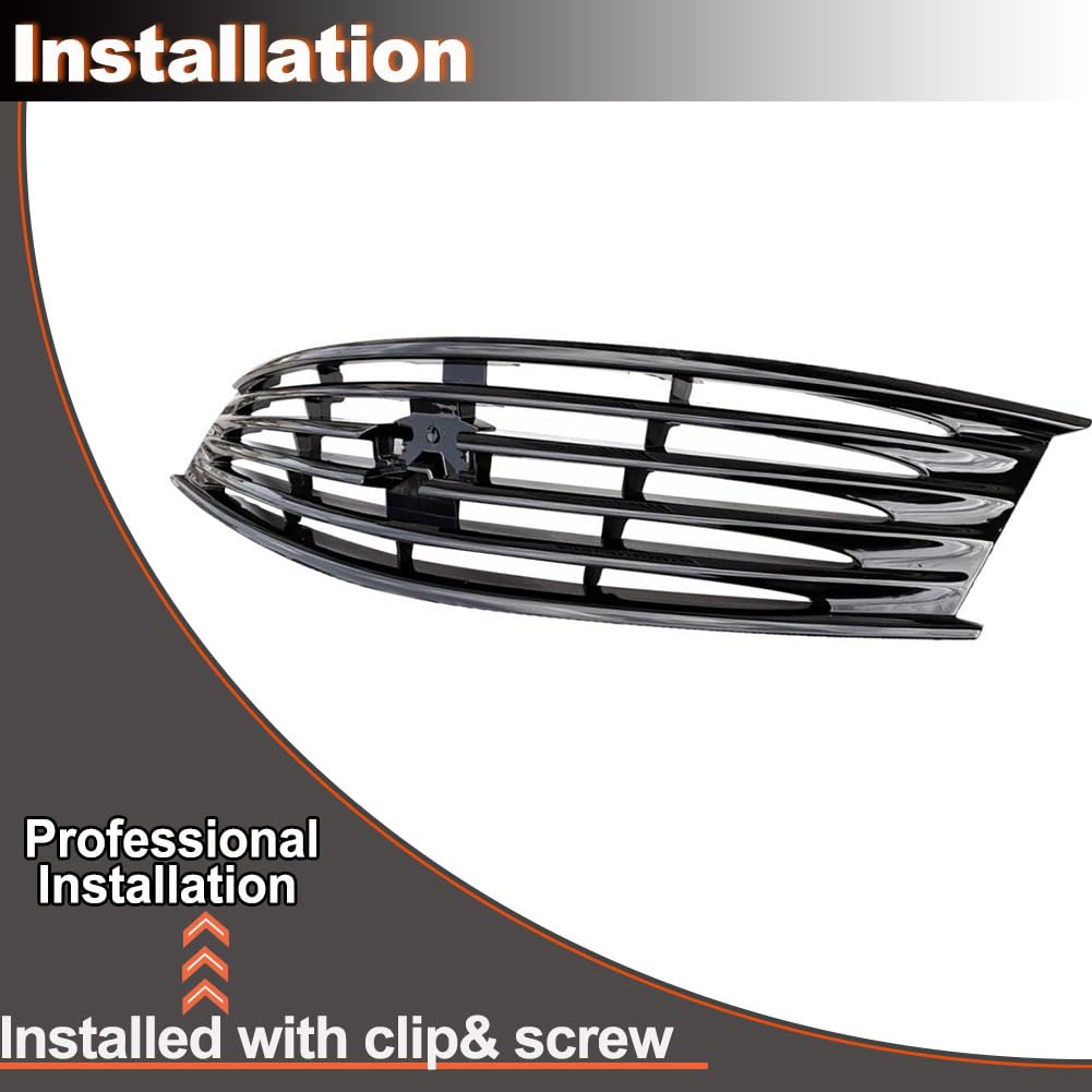 Gloss Black Front Bumper Grille Grill Compatible with Infiniti G37 2 Door Coupe 2009-2013/Q60 2-Door Coupe 2014-2015 Front Ki