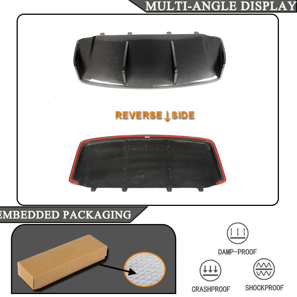 Dry Carbon Fiber Rear Diffuser Compatible with Porsche Taycan 4S Base Sedan 4-Door 2019-2024 Auto Rear Lower Bumper Lip Spoil