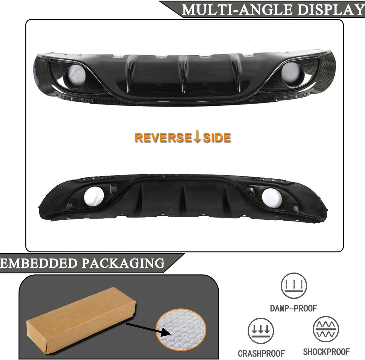 Carbon Fiber Rear Diffuser Compatible with Alfa Romeo Giulia Sport Sedan 2015-2020 Lower Bumper Lip Spoiler Body Kit Factory
