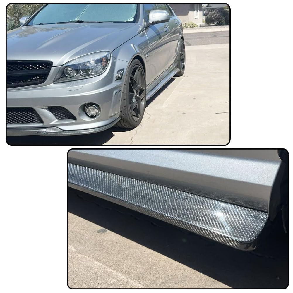 Carbon Fiber Side Skirts for Mercedes Benz W204 C63 AMG Sedan2008-2014 | Car Body Side Skirt Extensions Panel Anti Scratch Sp