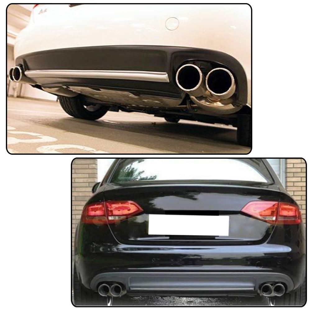 Rear Diffuser Compatible with Audi A4 B8 2009 2010 2011 2012 Replacement PU Rear Bumper Lip Diffuser Body Kit (with Bright Ri
