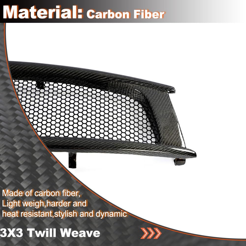 Carbon fiber Front Hood Grill Grille Cover Fits for Infiniti G37 2008-2013 Coupe 2Door Replacement Conversion Front Kidney Gr