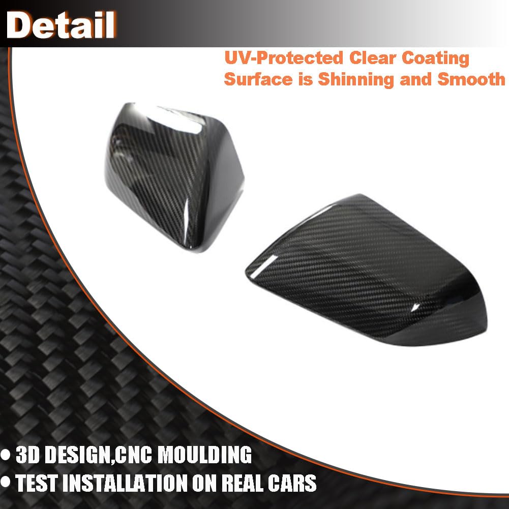 Carbon Fiber Mirror Cover Caps for 2015-2023 Ford Mustang GT Ecoboost | Lightweight & UV-Resistant Clear Coat, Ideal for Shel