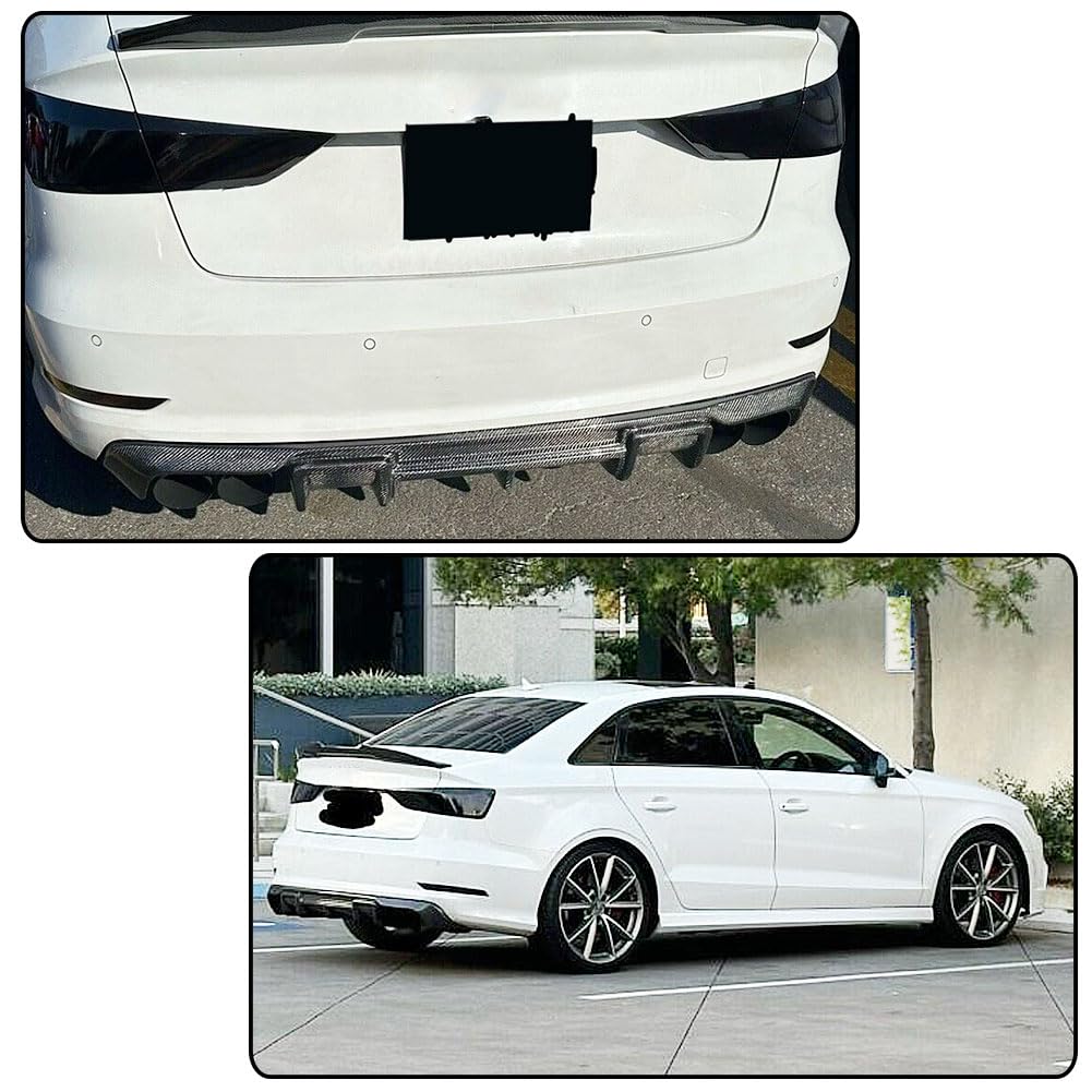 S3 Carbon Fiber Rear Diffuser for Audi A3 Sline S3 Sedan 2013-2016 | Lower Bumper Lip Spoiler Body Kit Factory Outlet(Not for