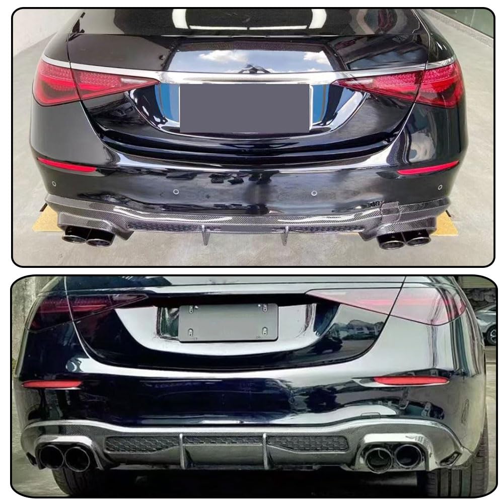 Carbon Fiber Rear Bumper Diffuser for Mercedes-Benz S Class W223 S450L S500 S580 Sedan 4-Door 2021-2025 Lower Bumper Lip Diff