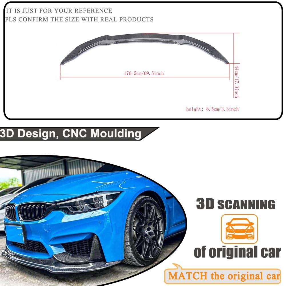 Carbon Fiber Front Lip Compatible with 2015-2020 BMW F80 F82 M3 M4 Front Splitter Bumber Lower Protector Air Dam Chin Spoiler