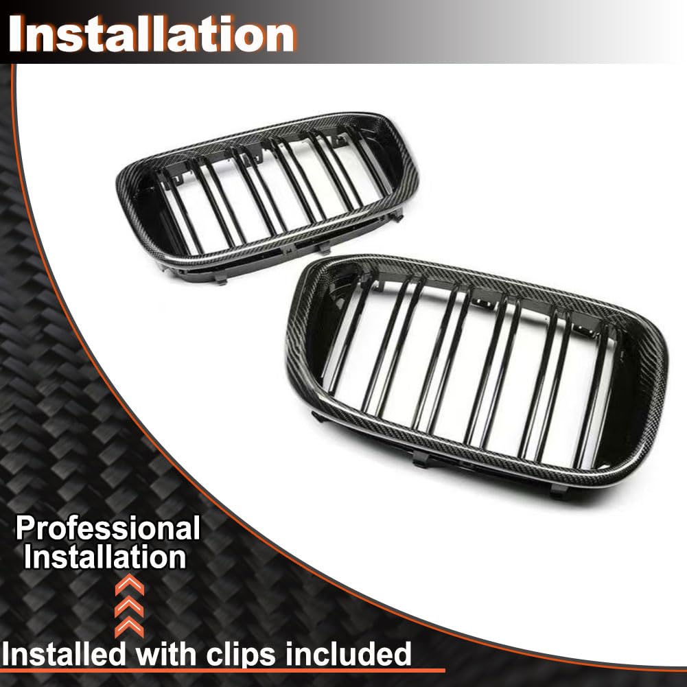 Carbon fiber Front Kidney Grille Racing Grill Compatible with BMW X3 G01 X4 G02 X3M F97X4M F98 2019-2022 Front Hood Grille Co