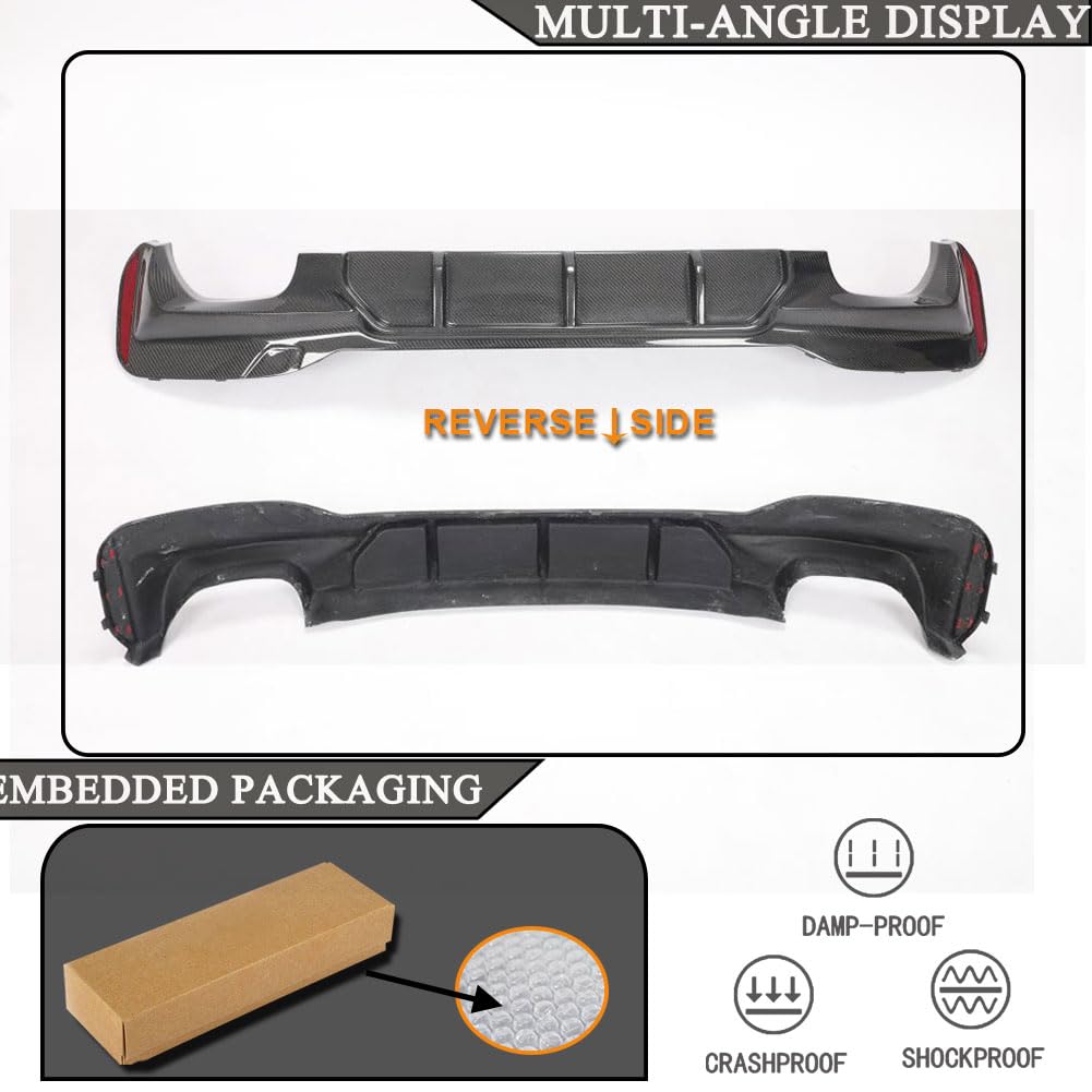 Carbon Fiber Rear Diffuser for BMW 5 Series G30 G38 M Sport 2018-2023 520i 530i 540i M Packet Auto Upper Bumper Lip Spoiler B