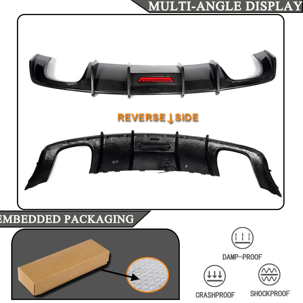 S3 Carbon Fiber Rear Diffuser Compatible with Audi A3 Sline S3 Sedan 2013-2016 Lower Bumper Lip Spoiler Body Kit Factory Outl