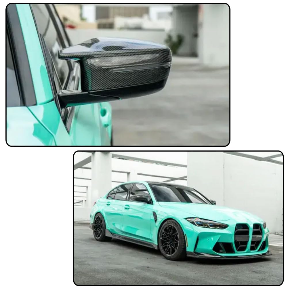 Dry Carbon Fiber Mirror Cover Compatible with BMW 3 4 Series G80 M3 G82 G83 M4 2021-2022 2D 4D Replacement Style Rearview Mir