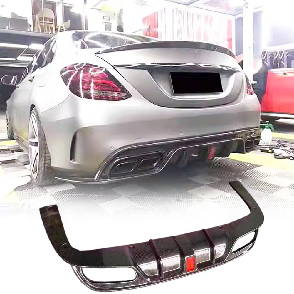 W205 Carbon Fiber Rear Diffuser Compatible with Mercedes Benz C Class W205 C300 C350 C400 C43 C63 AMG Sedan 2015-2021Under Bu
