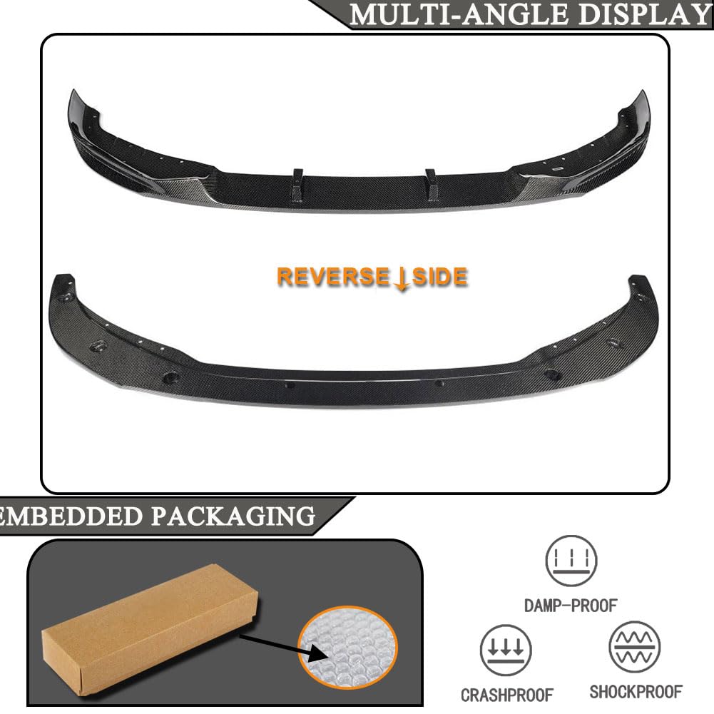 Real Carbon Fiber Front Lip Compatible with BMW 5 Series G30 530i Base Sedan 4-Door LCI 2021-2023 Chin Spoiler Splitter Prote