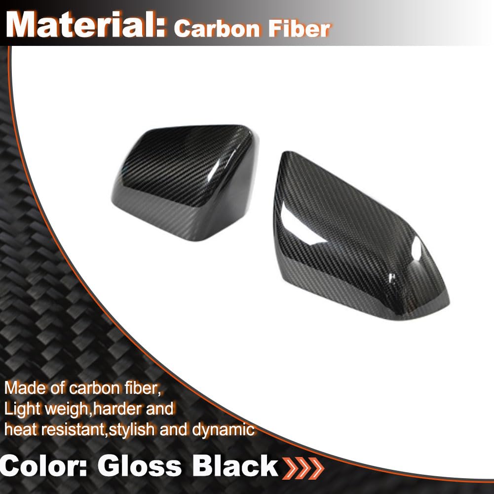 Carbon Fiber Mirror Cover Caps for 2015-2023 Ford Mustang GT Ecoboost | Lightweight & UV-Resistant Clear Coat, Ideal for Shel