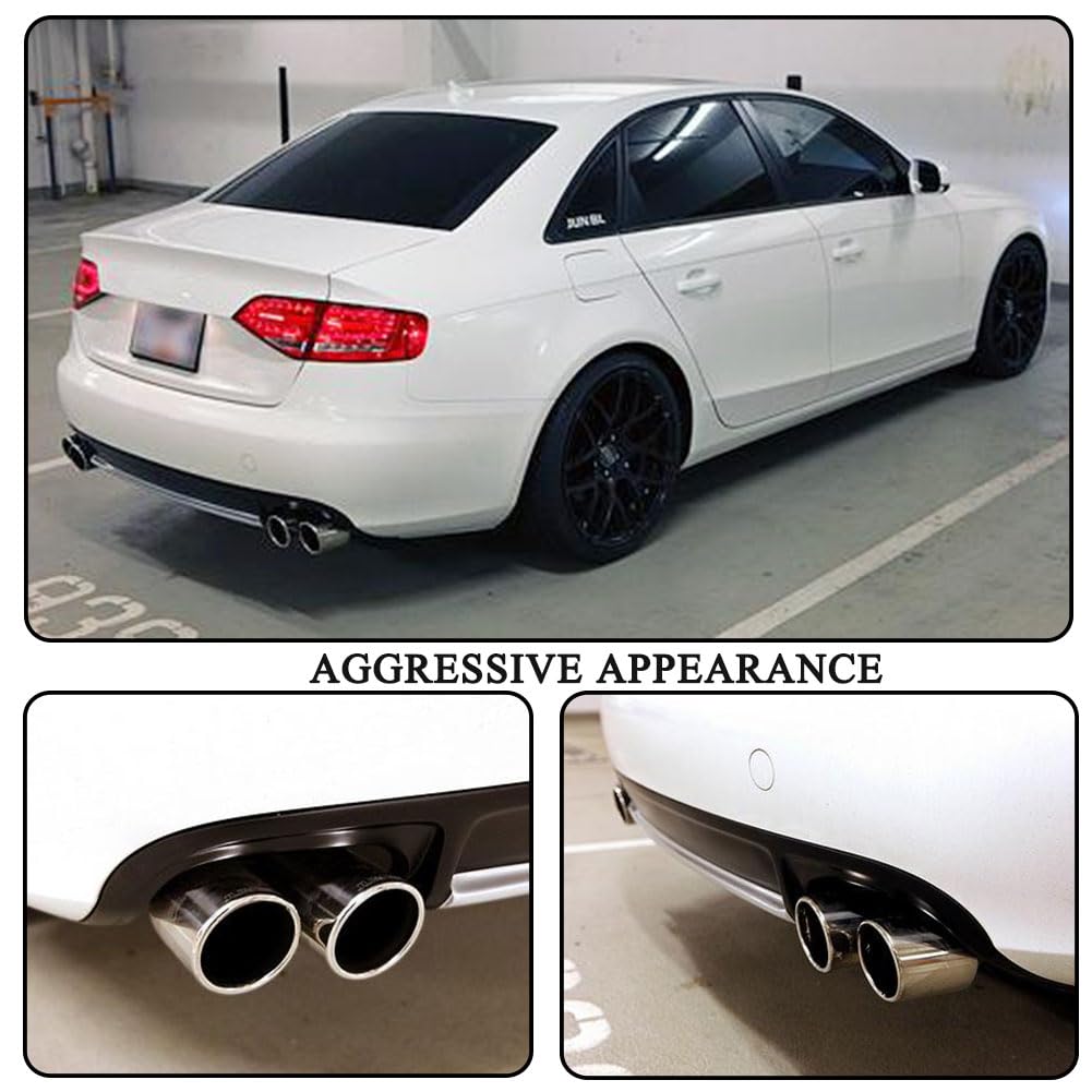 Rear Diffuser Compatible with Audi A4 B8 2009 2010 2011 2012 Replacement PU Rear Bumper Lip Diffuser Body Kit (with Bright Ri